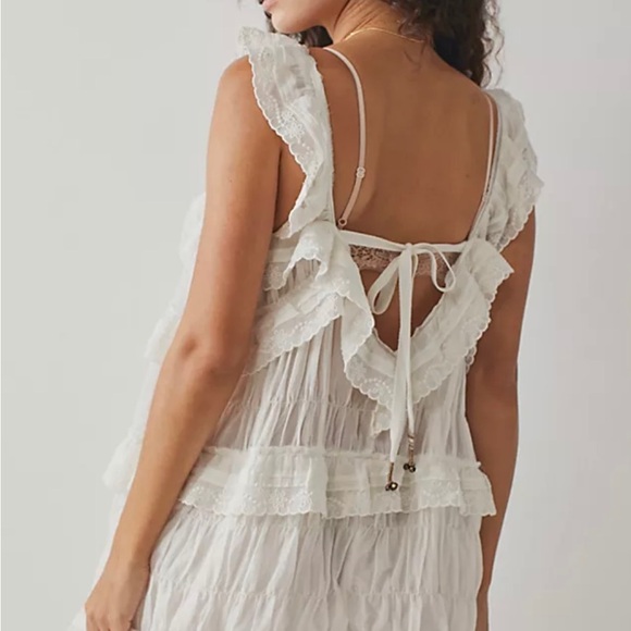 White Ruffled Lace Romper - Picture 2 of 5